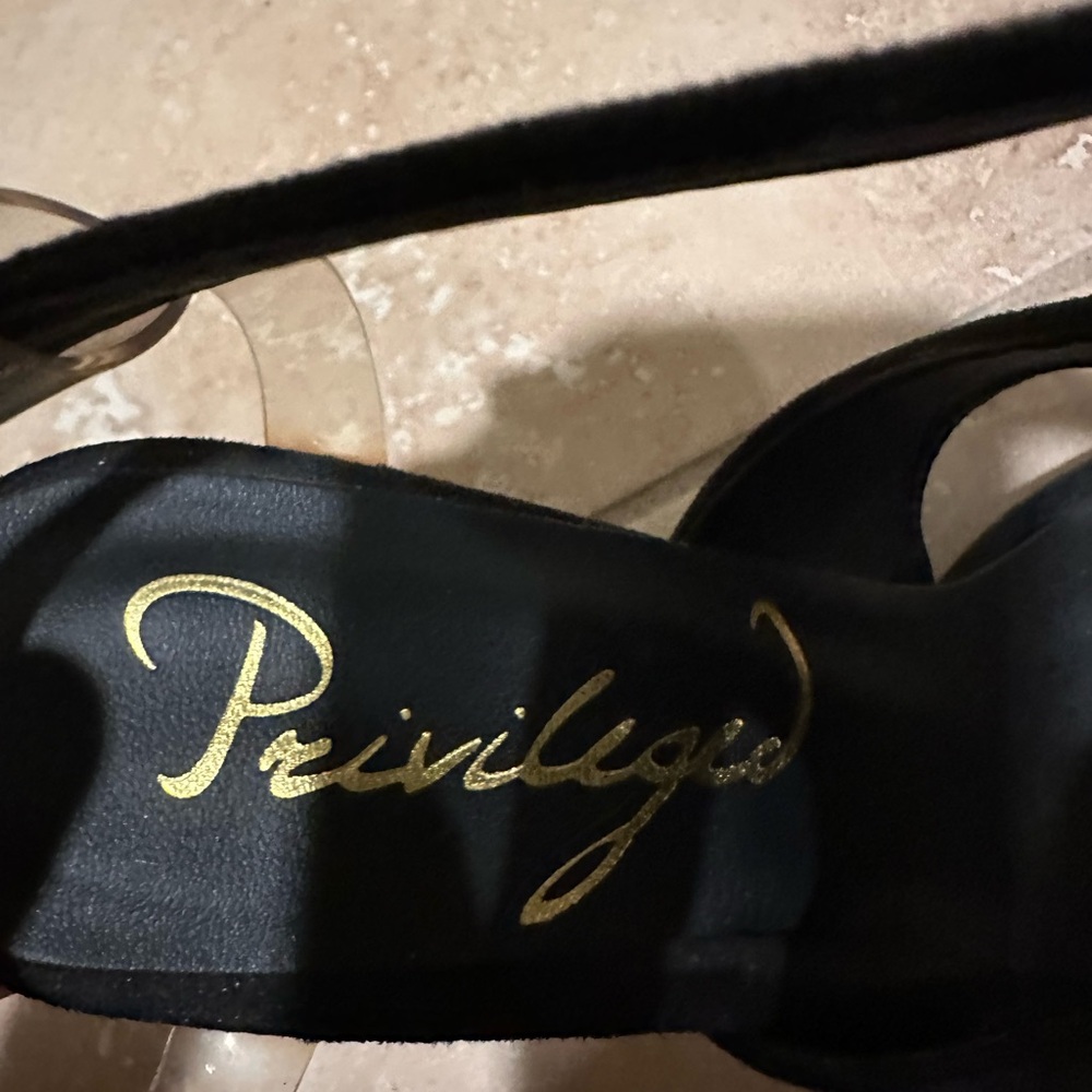 Privileged black suede heels with clear strap size 8 - Picture 6 of 6